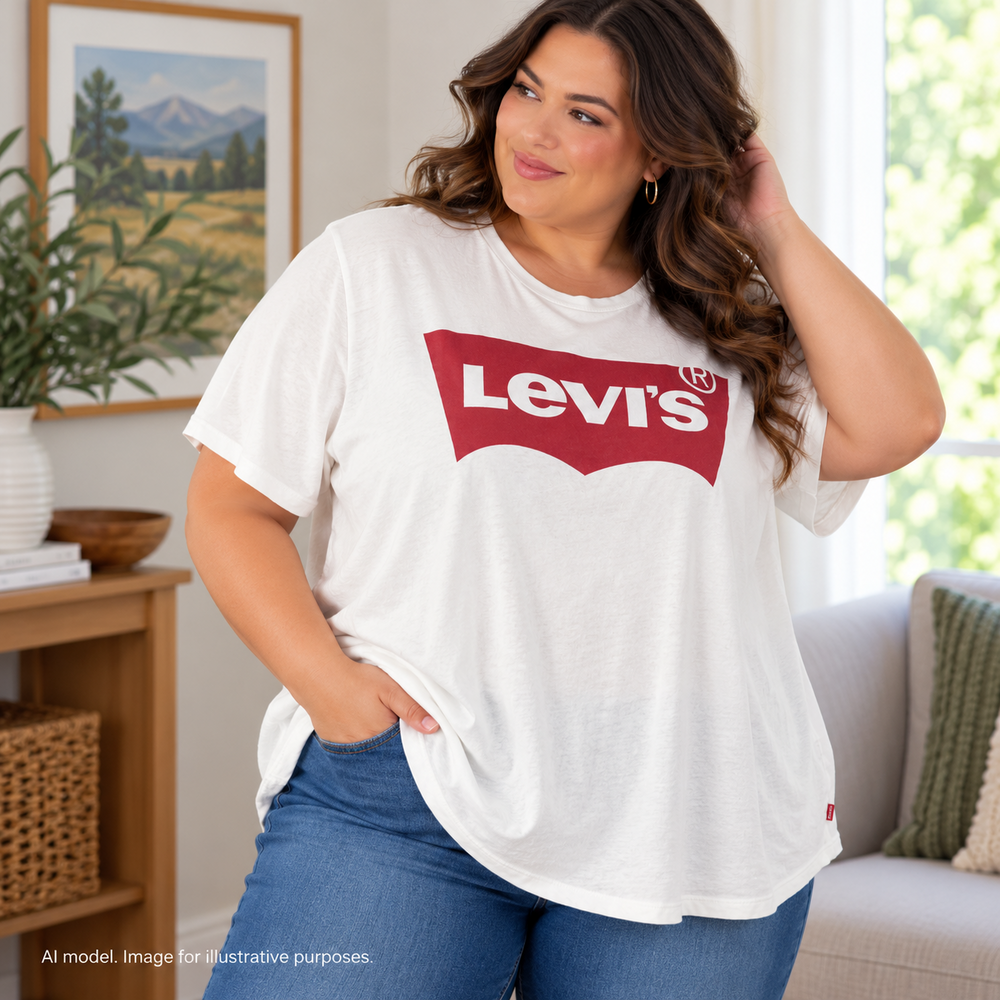 Levis Shirt Womens 3X White Red Center Logo Classic Soft Comfy All Cotton Tee